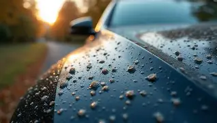 Tree sap damage on a car's hood